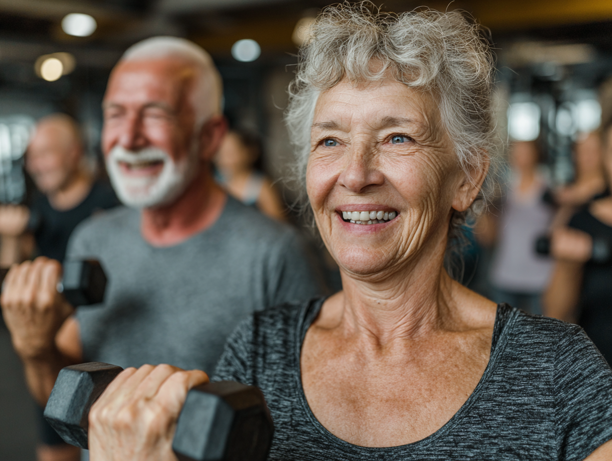 Група активних людей старшого віку під час тренування